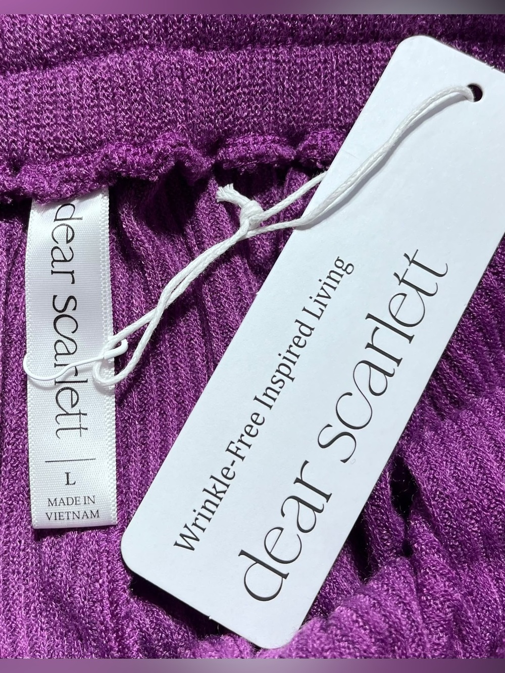 Dear Scarlett Womens Wide Leg Ribbed Pull On Pants Size Large Purple - Picture 7 of 12